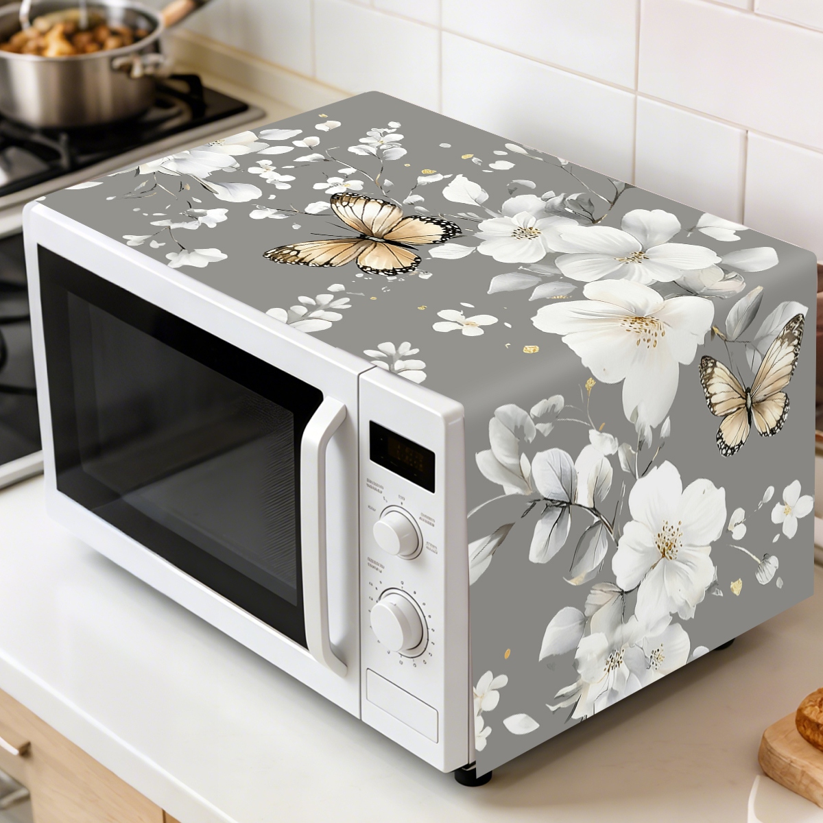 1pc  White Flower Microwave Du - Kitchen Appliances White 评论和价格